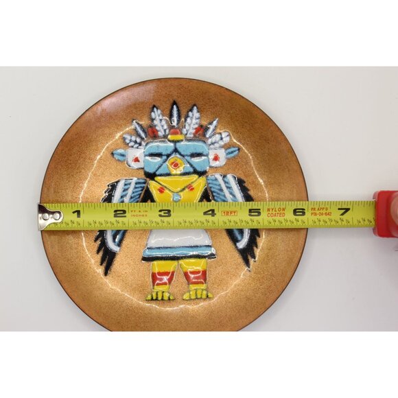 Annemarie Davidson Enamel On Copper Kachina Plate Handmade Art Decorative Collec - Picture 9 of 10